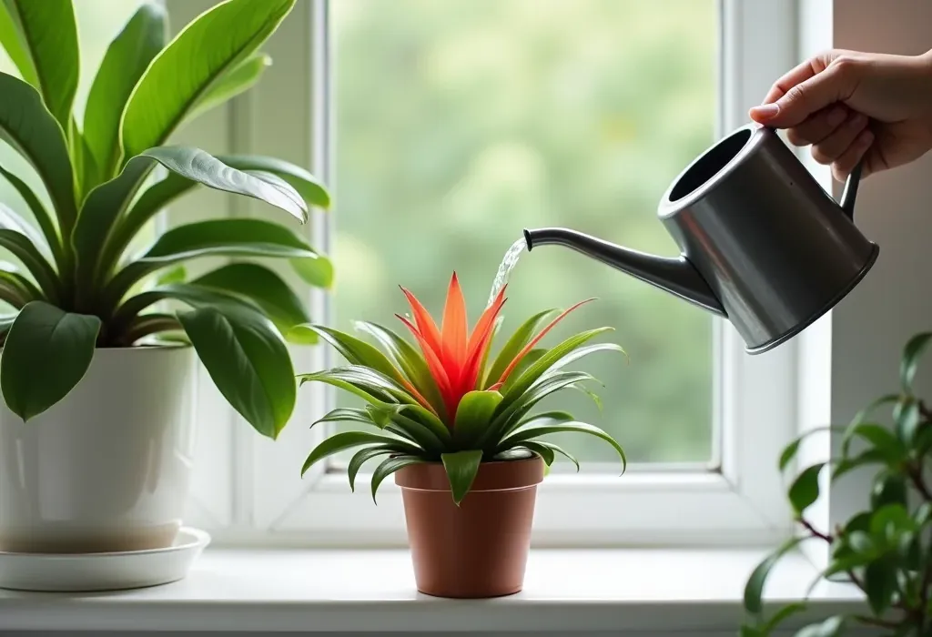 Bromelien pflegen: Trichter, Blüte und Kindel